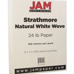 Clearance Strathmore 24lb Paper, 8.5 x 11, Natural White Wove, 100 Sheets/Pack (300033) Resume Paper