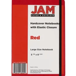 JAM Paper 1-Subject Pocket Notebook, 5.875" x 8.5", Narrow Ruled, 100 Sheets, Red (340526610) Clearance