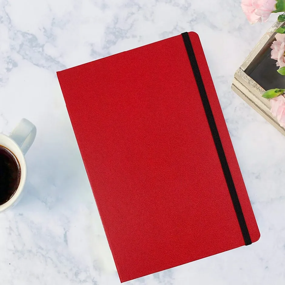 JAM Paper 1-Subject Pocket Notebook, 5.875" x 8.5", Narrow Ruled, 100 Sheets, Red (340526610) Clearance