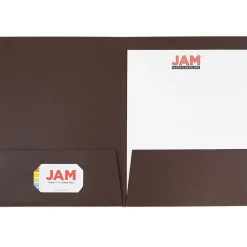 JAM Paper Two-Pocket Textured Linen Business Folders, Chocolate Brown, 50/Box(386LBRC) Sale