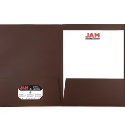 JAM Paper Two-Pocket Textured Linen Business Folders, Chocolate Brown, 50/Box(386LBRC) Sale