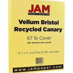 Best Vellum Bristol 67 lb. Cardstock Paper, 8.5" x 11", Canary Yellow, 50 Sheets/Pack (169822) Card Stock