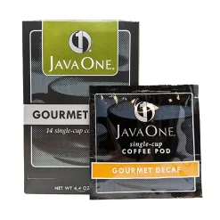 Keurig K-Cups<JavaOne Gourmet Decaf Coffee Freshpack, Light Roast, 84/Carton (JTC30216CT)