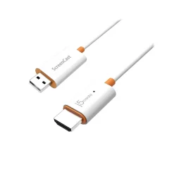 Usb Cables<j5create 1.97' ScreenCast HDMI to USB-A Audio/Video Monitor Cable, Male to Male, White (JVAW56)