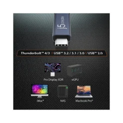 Usb Cables<j5create 2.6' USB C to USB C Cable, Male to Male, Black/Space Gray (JUC29L08)