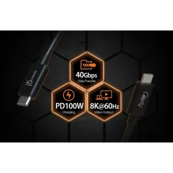 Power Cables<j5create 2.6' USB C to USB C Power Cable, Male to Male, Black (JUC28L08)