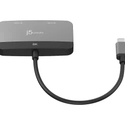 Usb Cables<j5create 0.66' USB-C to Dual HDMI Display Adapter, Space Gray/Black (JCA465)