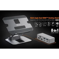 j5create 11.4" x 8.9" Aluminum Multi-Angle Dual-HDMI Docking Stand, Space Gray/Silver (JTS427)