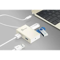 Usb Hubs<j5create 4-Port USB 3.0 Hub, Silver (JCH343US)