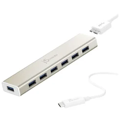 Usb Hubs<j5create 7-Port USB 3.0 Hub, Silver (JCH377US)