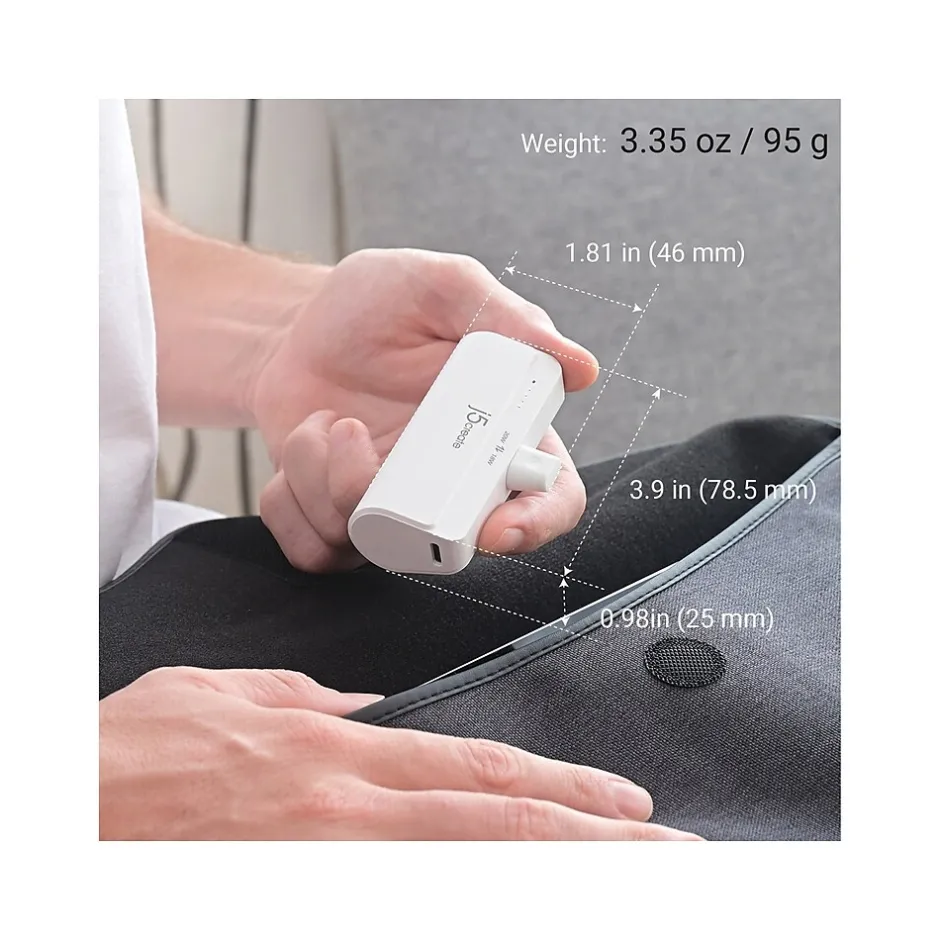 j5create USB Type-C Power Bank, 4900mAh, Pure White (JPB5220W)
