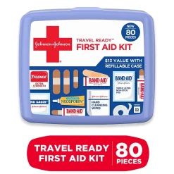 First Aid Kits<Johnson & Johnson Red Cross Travel Ready Portable Emergency First Aid Kit, 80 Pieces (JOJ202068)