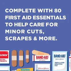 First Aid Kits<Johnson & Johnson Red Cross Travel Ready Portable Emergency First Aid Kit, 80 Pieces (JOJ202068)