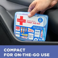 First Aid Kits<Johnson & Johnson Red Cross Travel Ready Portable Emergency First Aid Kit, 80 Pieces (JOJ202068)