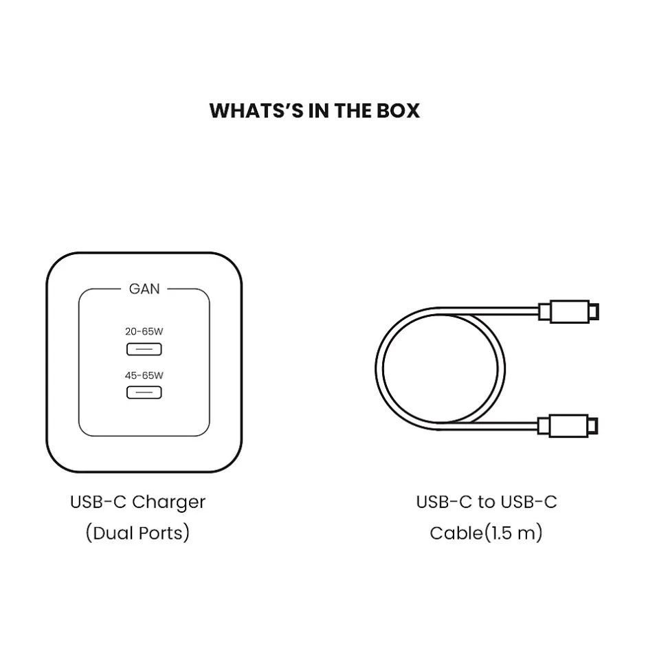 JOURNEY USB Type-C Dual Wall Charger, White (JWCG265WH)