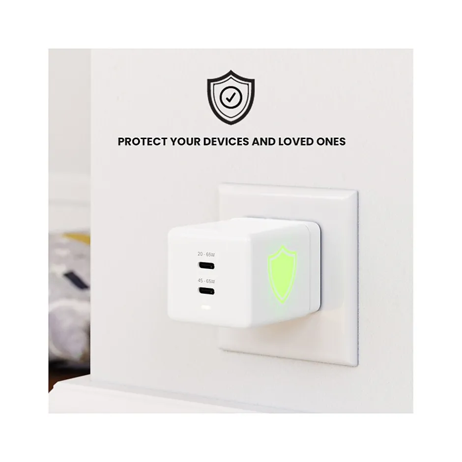 JOURNEY USB Type-C Dual Wall Charger, White (JWCG265WH)