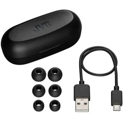 JVC Gumy True Wireless Earbuds with Microphone, Bluetooth, Black (HAA7TBU)