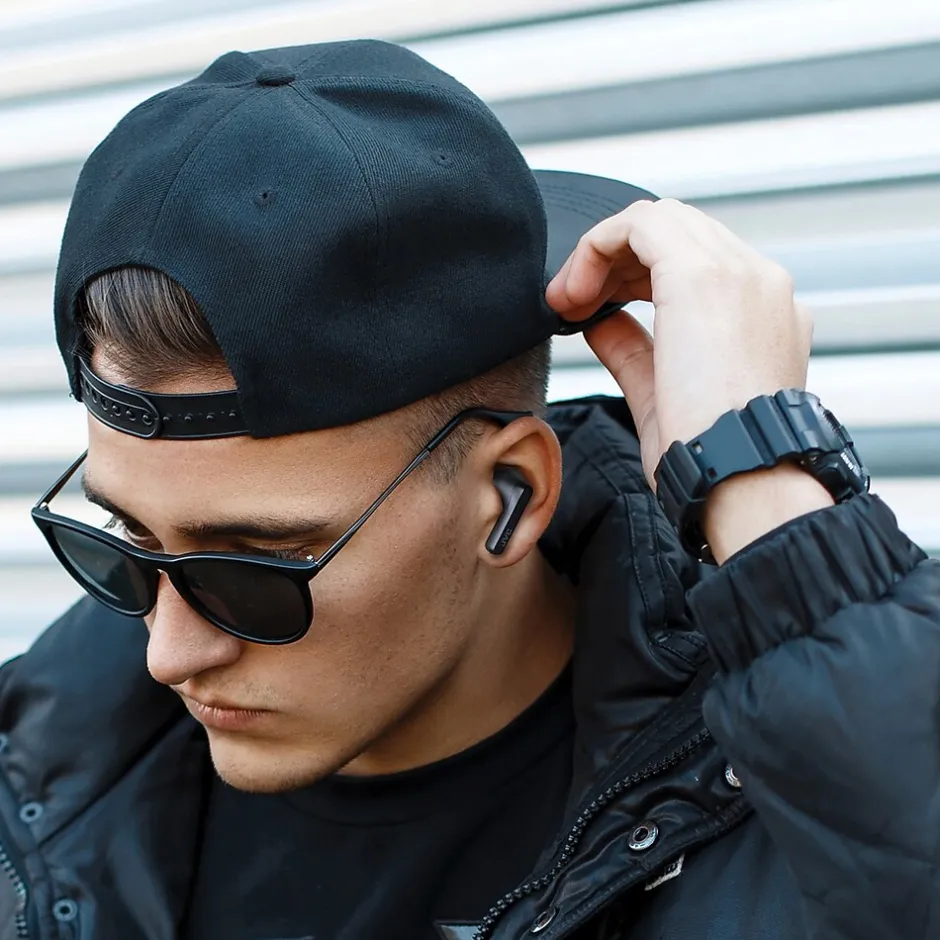 JVC RIPTIDZ True Wireless Earbuds with Charging Case, Bluetooth, Black (HAA9TB)