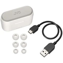JVC RIPTIDZ True Wireless Earbuds with Charging Case, Bluetooth, White (HAA9TW)