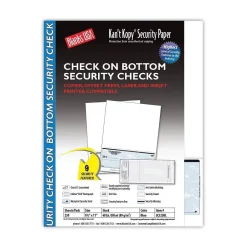 Discount ® Blank/USA® 8 1/2" x 11" 60 lbs. Security Check on Bottom Paper, Void Blue, 250/Pack Security & Carbon