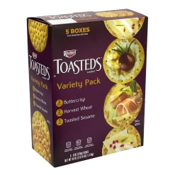 Crackers<Keebler Toasteds Crackers - Variety Pack (5 Boxes of 3 Different Flavors), 40 oz, 5/Pack (22487)