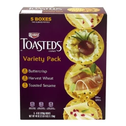 Crackers<Keebler Toasteds Crackers - Variety Pack (5 Boxes of 3 Different Flavors), 40 oz, 5/Pack (22487)