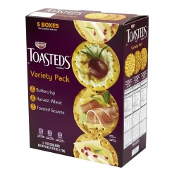 Crackers<Keebler Toasteds Crackers - Variety Pack (5 Boxes of 3 Different Flavors), 40 oz, 5/Pack (22487)