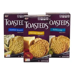 Crackers<Keebler Toasteds Crackers - Variety Pack (5 Boxes of 3 Different Flavors), 40 oz, 5/Pack (22487)