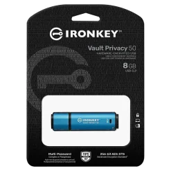 Kingston IronKey Vault Privacy 50 Series 8GB USB 3.2 Type-A Flash Drive (IKVP50/8GB)* Usb Flash Drives