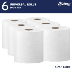 Paper Towels<Kleenex Essential Plus+ Recycled Hardwound Paper Towels, 1-ply, 600 ft./Roll, 6 Rolls/Carton (50606)