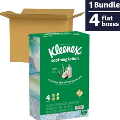 Kleenex Lotion Facial Tissue, 3-ply, 120 Sheets/Box, 4 Boxes/Pack (50179)