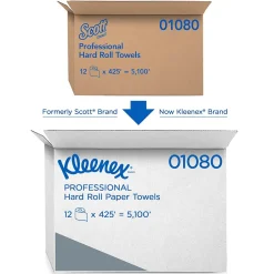 Paper Towels<Kleenex Professional Recycled Hardwound Paper Towels, 1-ply, 425 ft./Roll, 12 Rolls/Carton (01080)