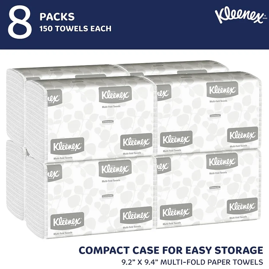 Paper Towels<Kleenex Recycled Multifold Paper Towels, 1-ply, 150 Sheets/Pack, 8 Packs/Carton (02046)