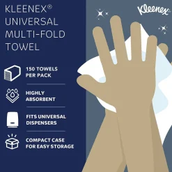 Paper Towels<Kleenex Recycled Multifold Paper Towels, 1-ply, 150 Sheets/Pack, 8 Packs/Carton (02046)