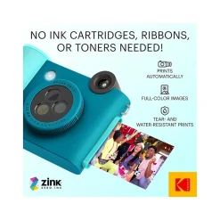 Cameras & Camcorders<Kodak Smile+ 5 Megapixels Digital Instant Print Camera, Teal/Blue (RODSMPCAMBL)