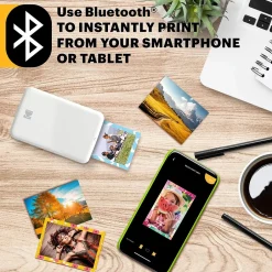 Instant Photo Printers<Kodak Step Mobile Zero Ink Instant Photo Printer, Single-Function, White (RODMP20AMZW)