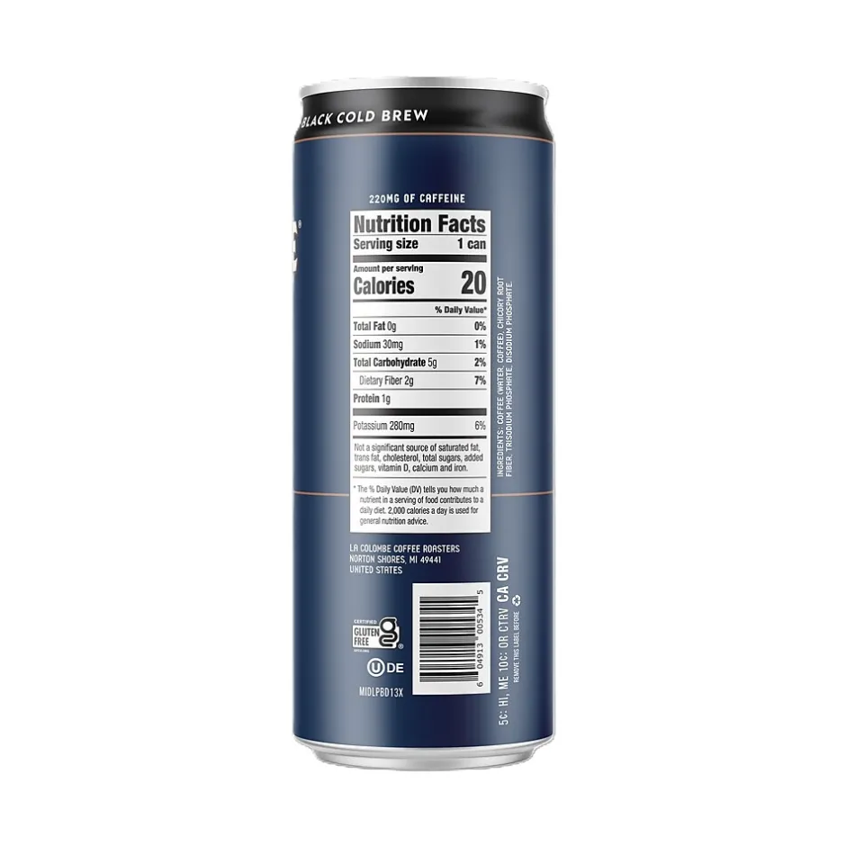 Coffee<La Colombe Coffee La Colombe Caffeinated Cold Brew Coffee, Black, Medium Roast, 11 oz., 12/Carton (PPPURC1205)