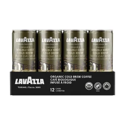 Coffee<Lavazza Double Shot Oat Milk Cold Brew Coffee, Dark Roast, 8 fl. oz., 12/Carton (2121)