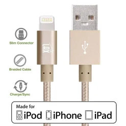 LAX Gadgets LAX Apple MFi Certified Lightning to USB Cable for Charge Sync 10ft - Gold