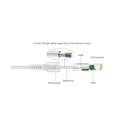 LAX Gadgets Lightning to USB Cable for iPhone/iPad/iPod touch, Silver (LX-4SL)