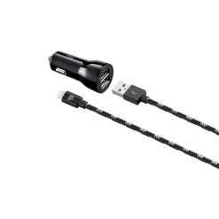 LAX Gadgets MFI Certified 6ft Charger with Car Charger Black (MFICAR6FT-BLK)