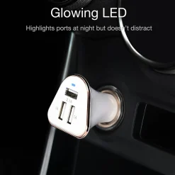 LAX Gadgets LAX 3-USB Port Car Charger 4.8A for Smartphones - White (LAX3PORTCAR-WHT)