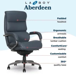 Online Aberdeen Ergonomic Bonded Leather Swivel Executive Chair, Dark Blue (51545-DBLU) Office Chairs
