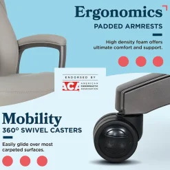 Outlet Arcadian Ergonomic Bonded Leather Swivel Executive Chair, Beige (60008-BGE) Office Chairs