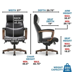 Best Greyson Ergonomic Bonded Leather Swivel Executive Chair, Black (CHR10086B) Office Chairs