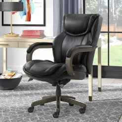 Sale Harnett Ergonomic Faux Leather Swivel Executive Chair, Black (46253A) Office Chairs