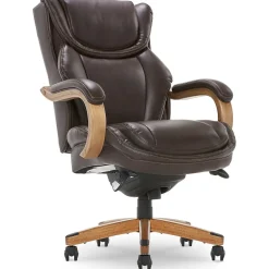 Sale Harnett Ergonomic Faux Leather Swivel Executive Chair, Coffee (46253B) Ergonomic Chairs