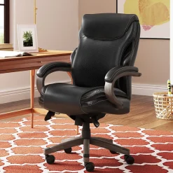 Hyland Ergonomic Faux Leather Swivel Executive Chair, Black (CHR10044B) Office Chairs