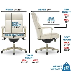 Sale Melrose Ergonomic bonded Leather Swivel Executive Chair, White (CHR10084B) Office Chairs