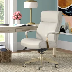 Sale Melrose Ergonomic bonded Leather Swivel Executive Chair, White (CHR10084B) Office Chairs